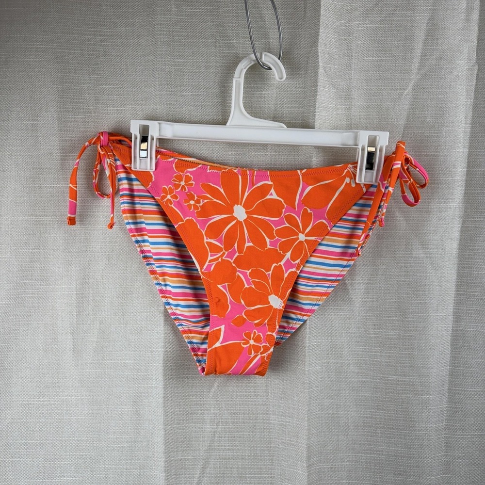 Wild Fable Bikini Bottom Womens XL Orange Floral Tie Side Swim Lined Stretch